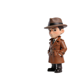 探偵キャラクターアイコン - 3D クレイスタイル ミステリーフィギュア