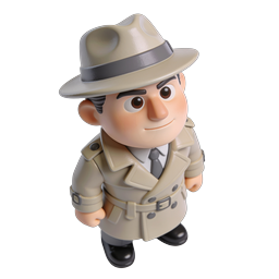 3D Detective Character Figurine Icon - Clay Style
