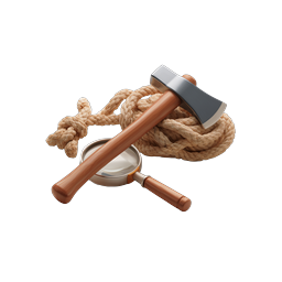 Detective Investigation Tools Icon | Hammer, Rope & Magnifying Glass