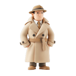 Detective Investigator 3D Icon | Clay Style Character