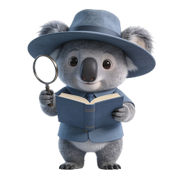 Detective Koala Icon - Cute Investigator with Magnifying Glass