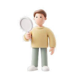 Detective Character with Magnifying Glass Clay Icon