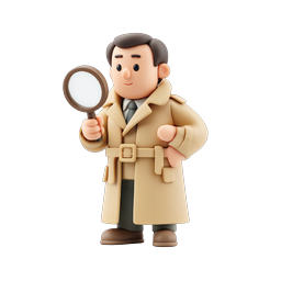 Detective with Magnifying Glass 3D Clay Icon
