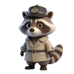 Icona procione detective adorabile per progetti divertenti