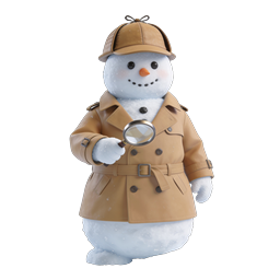 Detective Snowman 3D Icon with Magnifying Glass