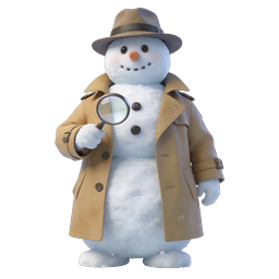Detective Snowman with Magnifying Glass Holiday Icon