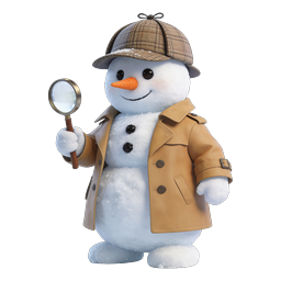 Detective Snowman with Magnifying Glass Icon