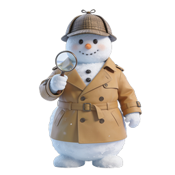 Detective Snowman Icon - Cute Winter Character