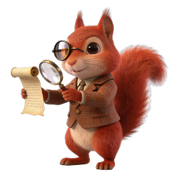 Detective Squirrel 3D Character Icon with Magnifying Glass