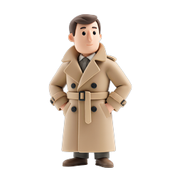 Detective Trench Coat Character 3D Icon