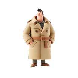 Detective Trench Coat Character 3D Icon