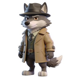 Playful Detective Wolf Icon for Creative Projects