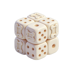 3D Clay Dice Stack Icon - Bone & Pip Design