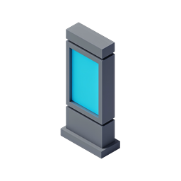 Biểu tượng Kiosk Thông tin Kỹ thuật số - Thiết kế 3D Isometric