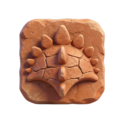 Dinosaur Footprint Fossil Stone Icon | 3D Clay Style