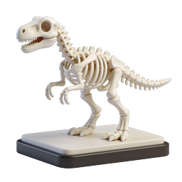 Clay-Style Dinosaur Skeleton 3D Icon | T-Rex Fossil