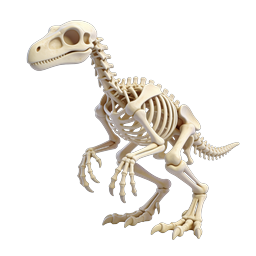 Dinosaur Skeleton Icon - 3D Prehistoric Fossil