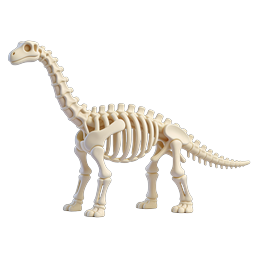Dinosaur Skeleton Icon | 3D Clay Style Prehistoric Design