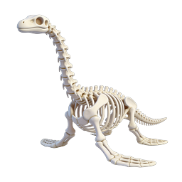 Dinosaur Skeleton Icon - 3D Sauropod Fossil Illustration