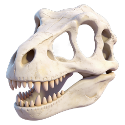 Icono de cráneo de dinosaurio realista - Render 3D de fósil de T-Rex