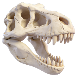 Realistic Dinosaur Skull 3D Icon | Prehistoric Fossil
