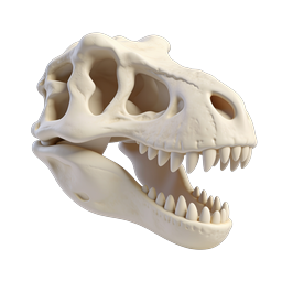 ไอคอน 3D หัวกะโหลกไดโนเสาร์ - ภาพเรนเดอร์ฟอสซิลยุคก่อนประวัติศาสตร์