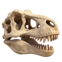 Realistic Dinosaur Skull 3D Icon | Fossil Skeleton