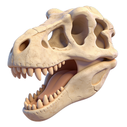 Dinosaur Skull Icon - Realistic Prehistoric Fossil 3D Render