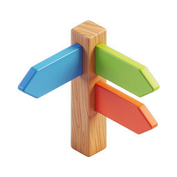 3D Directional Signpost Icon with Colorful Arrows