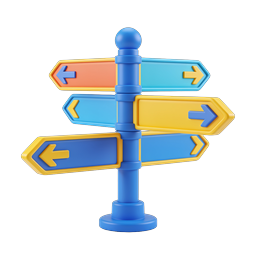 Colorful 3D Signpost Direction Navigation Icon