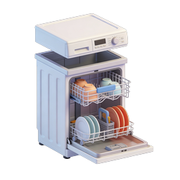 Modern Dishwasher Appliance 3D Icon | Kitchen Home