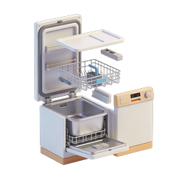Modern Dishwasher 3D Icon - Kitchen Appliance