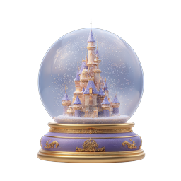 Magical Disney Castle Snow Globe Ornament Illustration