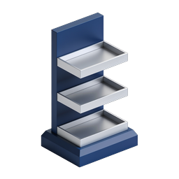 Isometric Display Shelf Rack Icon - 3-Tier Retail Stand
