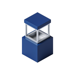 Isometric Display Showcase Icon - 3D Blue Booth