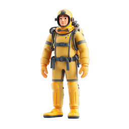 Stylized Diver Icon in Yellow Diving Suit