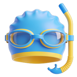 3D Diving Mask with Snorkel Icon - Water Sports Equipment