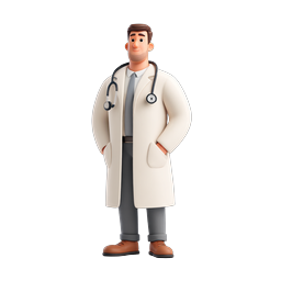 Friendly 3D Doctor Character with Stethoscope Icon