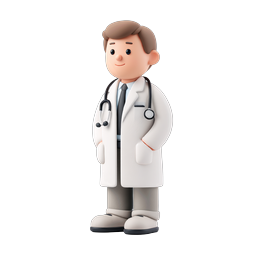 Friendly 3D Doctor Character Icon with Stethoscope