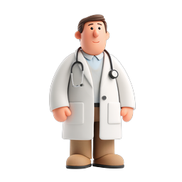 Friendly 3D Doctor Character Icon - Medical Professional Illustration