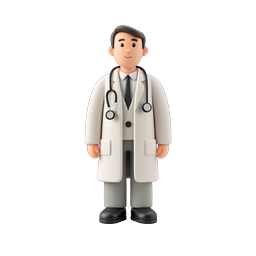 Friendly 3D Doctor Character Icon for Healthcare
