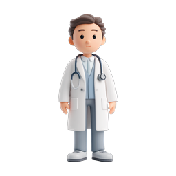 Ícone de Personagem Médico 3D Amigável | Profissional de Saúde