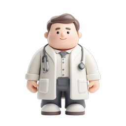 Friendly Cartoon Doctor Icon for Health and Medical Use