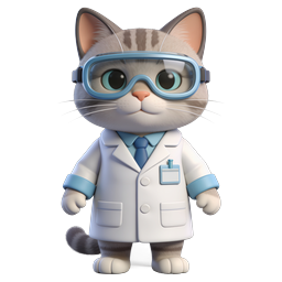 Icône de personnage chaton docteur mignon - Mascotte médicale 3D