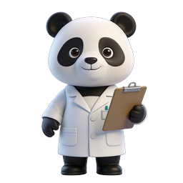 Cute Doctor Panda 3D Icon - Medical Mascot Character
