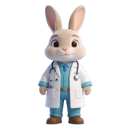 Cute Doctor Rabbit Character - 3D Medical Icon