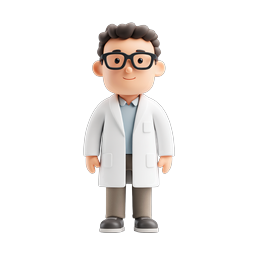 Icône de personnage 3D de médecin scientifique amical