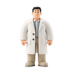 Icône 3D personnage médecin scientifique amical