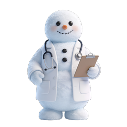 Icône 3D Bonhomme de neige docteur - Personnage médical d'hiver