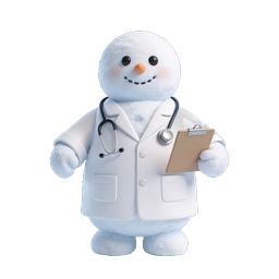 可爱医生雪人 3D 图标 - 冬季医疗角色